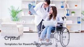  Presentation with doctor discussing parents - Beautiful presentation design featuring doctor discussing x-ray image backdrop and a  colored foreground