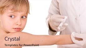  Presentation with child medicine - Audience pleasing presentation theme consisting of doctor does inoculation to child backdrop and a coral colored foreground