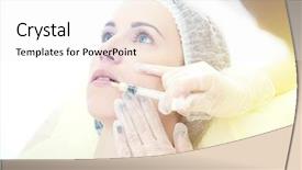  Presentation with injection - Audience pleasing slide set consisting of doctor doing cosmetic injection backdrop and a white colored foreground