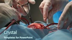  Presentation with heart transplant - PPT theme consisting of doctor doing heart operation background and a ocean colored foreground