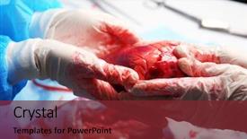  Presentation with heart transplant - PPT layouts consisting of doctor doing heart operation background and a tawny brown colored foreground