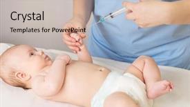  Presentation with baby doctor - Colorful presentation theme enhanced with doctor doing inoculation to little baby backdrop and a soft green colored foreground