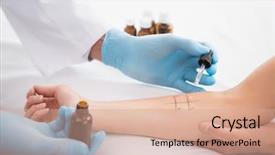  Presentation with skin doctor - PPT layouts having doctor doing skin prick test background and a coral colored foreground