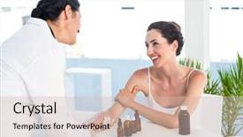  Presentation with skin medical - Presentation design featuring doctor doing skin prick test background and a soft green colored foreground