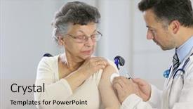  Presentation with injection - PPT theme with doctor doing vaccine injection background and a soft green colored foreground