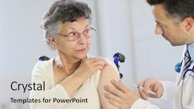  Presentation with injection - PPT theme consisting of doctor doing vaccine injection background and a lemonade colored foreground