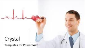  Presentation with heart health - Slide set enhanced with electrocardiograma - medicine health and hospital concept background and a white colored foreground