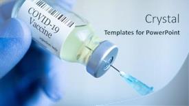  Presentation with surgical gloves - Amazing PPT theme having doctor-drawing-up-covid-19 backdrop and a sky blue colored foreground