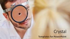  Presentation with medical ent - Colorful PPT theme enhanced with doctor during ent examination backdrop and a soft green colored foreground