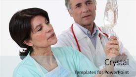  Presentation with nurse - Colorful presentation enhanced with doctor ethic - nurse checking perfusion backdrop and a light blue colored foreground