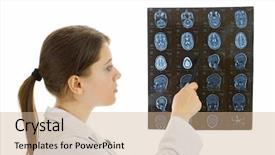  Presentation with doctor and brain - Audience pleasing presentation consisting of doctor examining a brain cat backdrop and a coral colored foreground