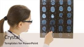  Presentation with doctor and brain - Presentation theme featuring doctor examining a brain cat background and a coral colored foreground