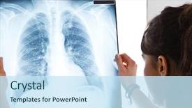  Presentation with lung - Slides having doctor examining a lung radiography background and a sky blue colored foreground
