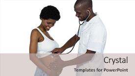  Presentation with pregnant woman doctor - Theme enhanced with doctor examining a pregnant woman background and a light gray colored foreground