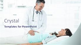  Presentation with pregnant woman doctor - Cool new slide deck with doctor examining a pregnant woman in hospital backdrop and a sky blue colored foreground