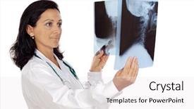  Presentation with radio - Presentation with doctor examining a radio graphs background and a  colored foreground