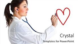  Presentation with heart medical - Beautiful PPT theme featuring doctor examining an heart backdrop and a  colored foreground