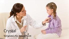  Presentation with surgery - Audience pleasing PPT theme consisting of doctor examining child holding stetoscope backdrop and a lemonade colored foreground