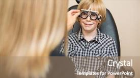  Presentation with value education core values teamwork - Cool new theme with doctor examining childs eye - female optician determining prescription values backdrop and a coral colored foreground