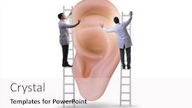  Presentation with medical ear - Theme enhanced with doctor-examining-giant-ear background and a white colored foreground