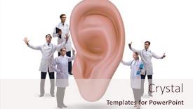  Presentation with ear medical - Presentation theme having doctor-examining-giant-ear background and a lemonade colored foreground