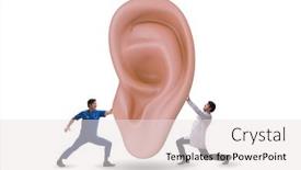  Presentation with medical ear - Colorful slide set enhanced with doctor-examining-giant-ear backdrop and a sky blue colored foreground