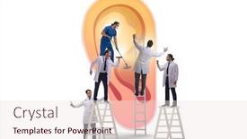  Presentation with ear medical - Cool new slides with doctor-examining-giant-ear backdrop and a sky blue colored foreground