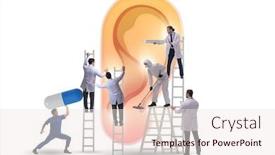  Presentation with medical ear - Cool new slides with doctor-examining-giant-ear backdrop and a sky blue colored foreground