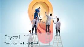 Presentation with ear medical - Theme enhanced with doctor-examining-giant-ear background and a sky blue colored foreground