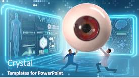  Presentation with eye medical - Slides featuring doctor-examining-giant-eye background and a teal colored foreground