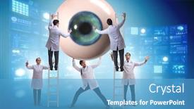 Presentation with eye medical - Beautiful slides featuring doctor-examining-giant-eye backdrop and a teal colored foreground