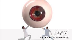  Presentation with eye medical - Presentation theme enhanced with doctor-examining-giant-eye background and a white colored foreground