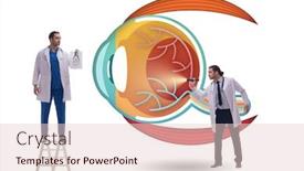  Presentation with medical eye - Beautiful slides featuring doctor-examining-giant-eye backdrop and a lemonade colored foreground