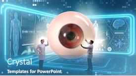  Presentation with eye medical - Amazing theme having doctor-examining-giant-eye backdrop and a teal colored foreground