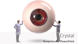  Presentation with eye medical - Beautiful slides featuring doctor-examining-giant-eye backdrop and a white colored foreground
