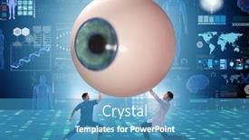  Presentation with medical eye - PPT layouts enhanced with doctor-examining-giant-eye background and a teal colored foreground