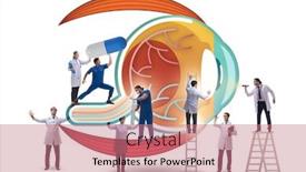  Presentation with medical eye - Presentation theme having doctor-examining-giant-eye background and a coral colored foreground