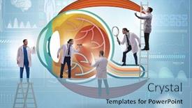  Presentation with eye medical - Theme having doctor-examining-giant-eye background and a light blue colored foreground