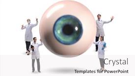  Presentation with medical eye - Amazing theme having doctor-examining-giant-eye backdrop and a white colored foreground
