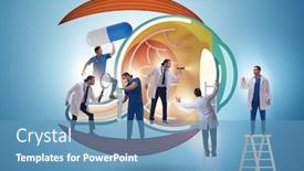  Presentation with eye medical - Audience pleasing slides consisting of doctor-examining-giant-eye backdrop and a teal colored foreground