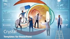 Presentation with medical eye - Theme having doctor-examining-giant-eye background and a teal colored foreground