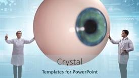  Presentation with medical eye - PPT layouts consisting of doctor-examining-giant-eye and a  colored foreground