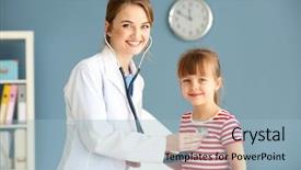  Presentation with doctor office - Presentation theme with doctor examining girl with stethoscope background and a light blue colored foreground