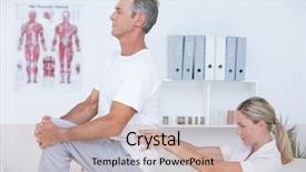  Presentation with doctor and patient medical consultation - Audience pleasing presentation theme consisting of doctor examining her patient back backdrop and a  colored foreground