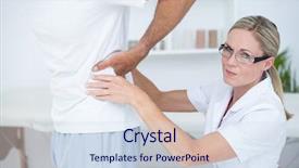  Presentation with doctor and patient medical consultation - Amazing PPT theme having doctor examining her patient back backdrop and a  colored foreground