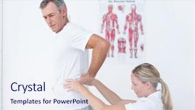  Presentation with doctor and patient medical consultation - Cool new PPT theme with doctor examining her patient back backdrop and a  colored foreground