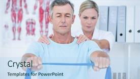  Presentation with doctor and patient medical consultation - Presentation theme with doctor examining her patient back background and a  colored foreground