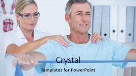  Presentation with doctor office - PPT layouts enhanced with doctor examining her patient back background and a  colored foreground