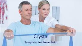  Presentation with doctor and patient medical consultation - Slide deck with doctor examining her patient back background and a  colored foreground