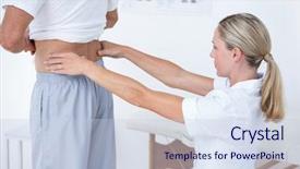  Presentation with doctor office - Theme having doctor examining her patient back background and a lemonade colored foreground